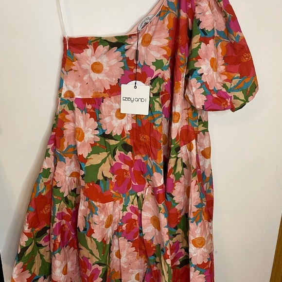 NWT Ebby and I Miabella Floral One Shoulder Mini Dress - Picture 12 of 13